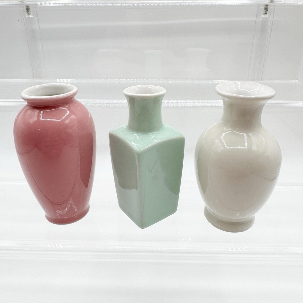 Vintage Mini Ceramic Pastel Bud Vase Lot of 3 HORCHOW Made in Japan 3.75" MCM